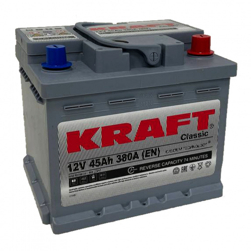 Аккумулятор KRAFT 45 Обратная (380А 175*207*175)