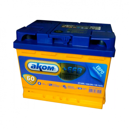 Аккумулятор AKOM 60 Обратная (530А 175*242*190)