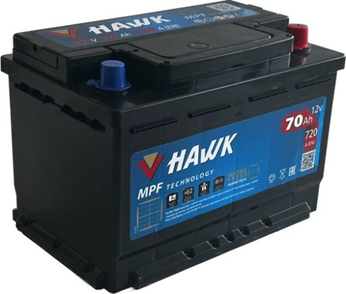 Аккумулятор HAWK 70 Обратная (720А 175*278*190)