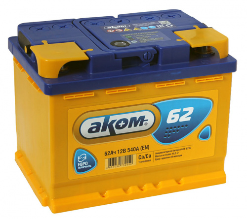 Аккумулятор AKOM 62 Обратная (540А 175*242*190)