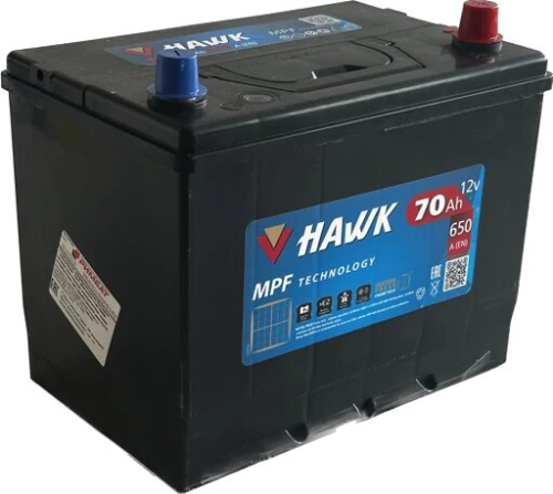 Аккумулятор HAWK 70 Обратная (650А 173*260*220)