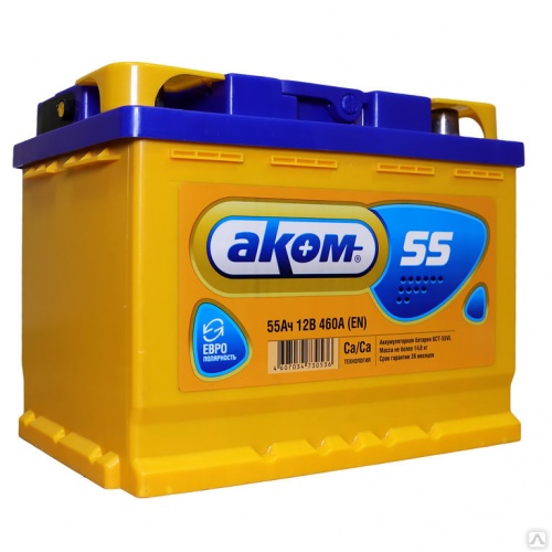 Аккумулятор AKOM 55 Обратная (460А 175*242*190)
