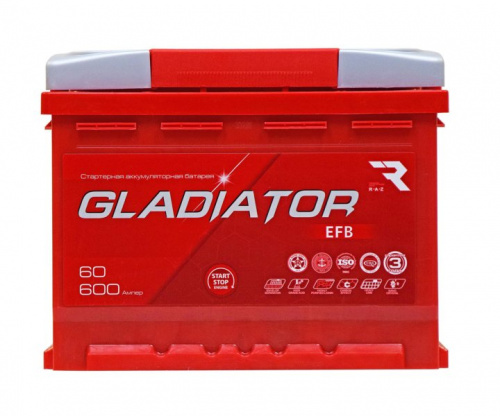 Аккумулятор GLADIATOR 60 Обратная (600А 175*242*190)