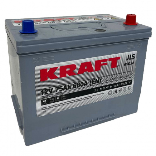 Аккумулятор KRAFT 75 Обратная (680А 173*260*220)
