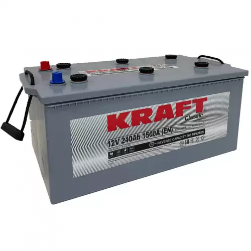 Аккумулятор KRAFT 240 Грузовая евро (L+) (1500А, 518*274*223)